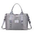 Large capacity grey travel bag with waterproof nylon fabric and adjustable shoulder strap - Gray