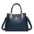 Sac à main élégant en cuir bleu marine avec logo kangourou doré et bandoulière réglable - Bleu