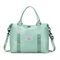Light green nylon travel bag with large capacity and detachable crossbody strap - Green