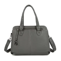 Minimalist medium grey travel tote bag with pebble texture and detachable shoulder strap - Gray