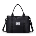 Black waterproof nylon travel bag with dual handles and adjustable shoulder strap - Black
