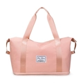 Rosa erweiterbare Fitness-Reisetasche mit Nass-Trocken-Trennung und Bodenfach - Süßes Rosa Bestickt