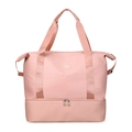 Bolsa de viaje rosa de gran capacidad con compartimento inferior para zapatos - Rosa dulce bordado