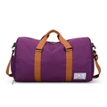 Borsa da viaggio in tela viola con cinghie marroni e grande capacità per la palestra - Viola