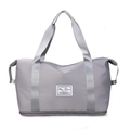 Grey waterproof oxford cloth fitness bag with separate bottom shoe compartment - Gray