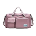 Borsone sportivo in nylon rosa polvere con tracolla regolabile e multi tasche - rosa ciliegia