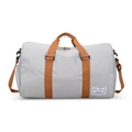 Gray canvas travel bag with orange straps, large capacity duffel for gym and short trips - Gray