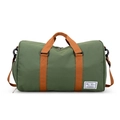 Olive green canvas travel bag with brown straps and detachable shoulder strap - Army Green