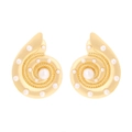 Exaggerated gold nautilus shell earrings with faux pearls for a luxury beach vacation look - Gold