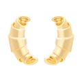Vintage klobige goldene Creolen in Croissant-Optik mit polierter Metalloberfläche - Gold