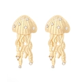 Golden jellyfish dangle earrings with sparkling diamonds in a detailed marine design - Gold