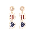 Creative American flag heart glasses earrings with pearls and colorful enamel finish - Colorful