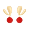 Minimalistische rote Kirsch-Resin-Ohrringe mit eleganten goldenen Metallhaken - Rot