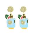 Orecchini a pendente cocktail estivi con ciondoli a forma di frutta e smalto dorato - Multicolore