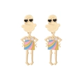 Cartoon Mädchen Ohrringe mit Herz Sonnenbrille und Emaille Kleid für den Strandurlaub - Mehrfarbig