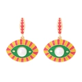 Goldene Evil-Eye-Ohrhänger mit Emaille-Mustern und edler weißer Perleneinlage - Perle