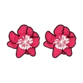 Orecchini bohémien esagerati fatti a mano in tessuto floreale rosso rosa e nero - Rosa Rossa