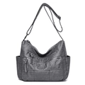 Bolso bandolera gris oscuro de cuero sintético con varios bolsillos y textura vintage - Gris