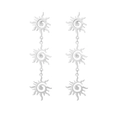 Pendientes largos de plata con diseño de sol de tres niveles y estilo vintage metálico - Plateado