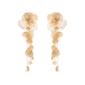 Orecchini a fiore dorati con petali in maglia traforata e nappe a catenella - Oro