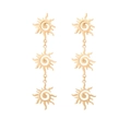 Pendientes dorados de sol estilo bohemio con tres dijes de rayos de sol en capas - Dorado