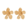 Retro mat gouden bloem oorbellen met artistieke geplooide textuur voor dames - Goud