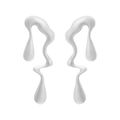 Minimalist silver liquid metal teardrop earrings with high-polish mirror finish and abstract art - Silver