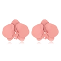 Boucles d'oreilles orchidées roses élégantes avec perles d'imitation au centre - Rose