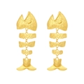 Lange goldene Fischgräten-Ohrringe aus Metall mit strukturierter Oberfläche - Gold
