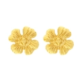 Vintage goldene Ohrstecker in Blumenform mit strahlenförmiger Textur für Damen - Gold
