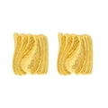 Exaggerated gold crumpled geometric alloy earrings with vintage irregular texture - Gold