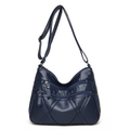 Borsa a tracolla in pelle PU blu scuro con zip multiple e trama trapuntata a rombi - Blu