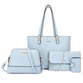 4-teiliges hellblaues Handtaschen-Set aus Kunstleder mit Shopper, Umhängetasche und Etui - Blau