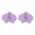 Boucles d'oreilles orchidées violettes avec finition métal et perles blanches centrales - Violet