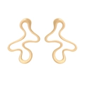 Eleganti orecchini dorati stile vintage con geometria fluida e texture metallica creativa - Oro