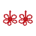 Orecchini a fiore in cristallo rosso fatti a mano con perline geometriche - Rosso