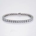 Macro detail of silver-toned stainless steel tennis bracelet with sparkling zircon stones - 3mm*17cm / Steel
