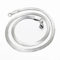 Close-up of a flexible silver herringbone flat snake chain necklace with lobster clasp - 2.0mm*40cm / Silver