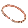 Detail of rose gold tennis bracelet with brilliant-cut zircons and secure clasp - 4mm*19cm / Rose Gold