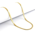 Detailed view of the polished golden herringbone snake chain texture and dense links - 4.0mm*45cm / Gold