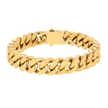Bracciale cubano in acciaio inossidabile dorato lucido con chiusura a cassetta - Larghezza 9mm Lunghezza 20cm / Oro