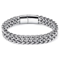 Bracciale da uomo in acciaio inossidabile lucido con robusta chiusura pieghevole - Spessore 6MM*Larghezza 12MM*Lunghezza 19CM / Color Acciaio