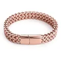 Dettaglio del bracciale a catena intrecciata in acciaio inossidabile oro rosa con chiusura - Spessore 6MM*Larghezza 12MM*Lunghezza 20CM / Oro rosa