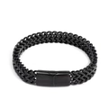 Dettaglio del bracciale da uomo in acciaio inossidabile nero con maglia intrecciata doppia - Spessore 6MM*Larghezza 12MM*Lunghezza 21CM / Nero