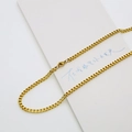 Detailed view of shiny 18K gold plated stainless steel box chain with lobster clasp - 1.2mm*45cm / Vacuum Gold Plated