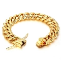 Vergoldetes Edelstahl-Panzerarmband mit sicherem Drachen-Relief-Verschluss - Gold