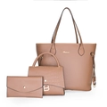 Ensemble trois pièces de sac cabas, sac à main et portefeuille marron motif crocodile - Ensemble Cabas Et Sac à Main Et Portefeuille / Kaki