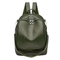 Mochila vintage de cuero PU verde oscuro con textura de litchi y herrajes plateados - Verde