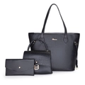 Ensemble 3 pièces de sacs noirs à motif crocodile avec cabas, sac à main et portefeuille - Ensemble Cabas Et Sac à Main Et Portefeuille / Noir
