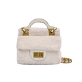Borsa a tracolla alla moda in pelliccia sintetica bianca con catena d'oro - Bianco